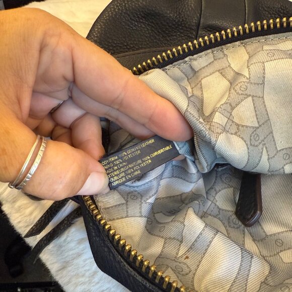 Aimee Kestenberg Black Pebbled Leather Satchel Tote Bag With Gold Hardware - Picture 11 of 13